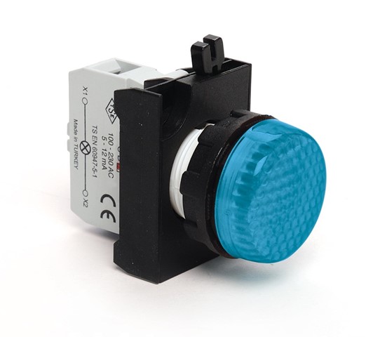 CP Serisi Plastik LED'li 100-230V AC Mavi 22 mm Sinyal
